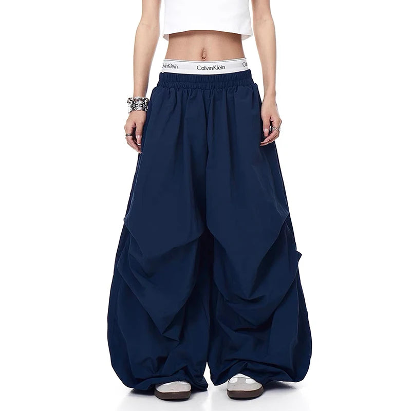 2025 Autumn Men's Parachute Pants Baggy Oversize Red Long Cargo Pants Harajuku Japanese 2000s Style Y2k Vintage Trousers Clothes