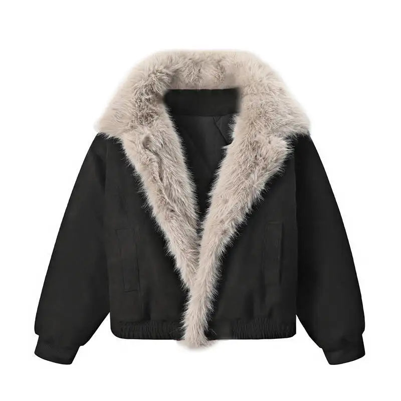 Men's Padded Jacket Autumn Winter Thickened Warm Faux Fur Collar Casual Jacket Loose Fit Sportwear Parka Cotton Coats