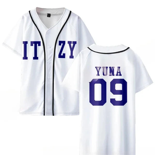 KPOP ITZY None of My Business Merch Baseball Jersey T-shirt YUNA RYUJIN CHAERYEONG LIA YEJI Short Sleeve Graphic Tees Adult/Kid