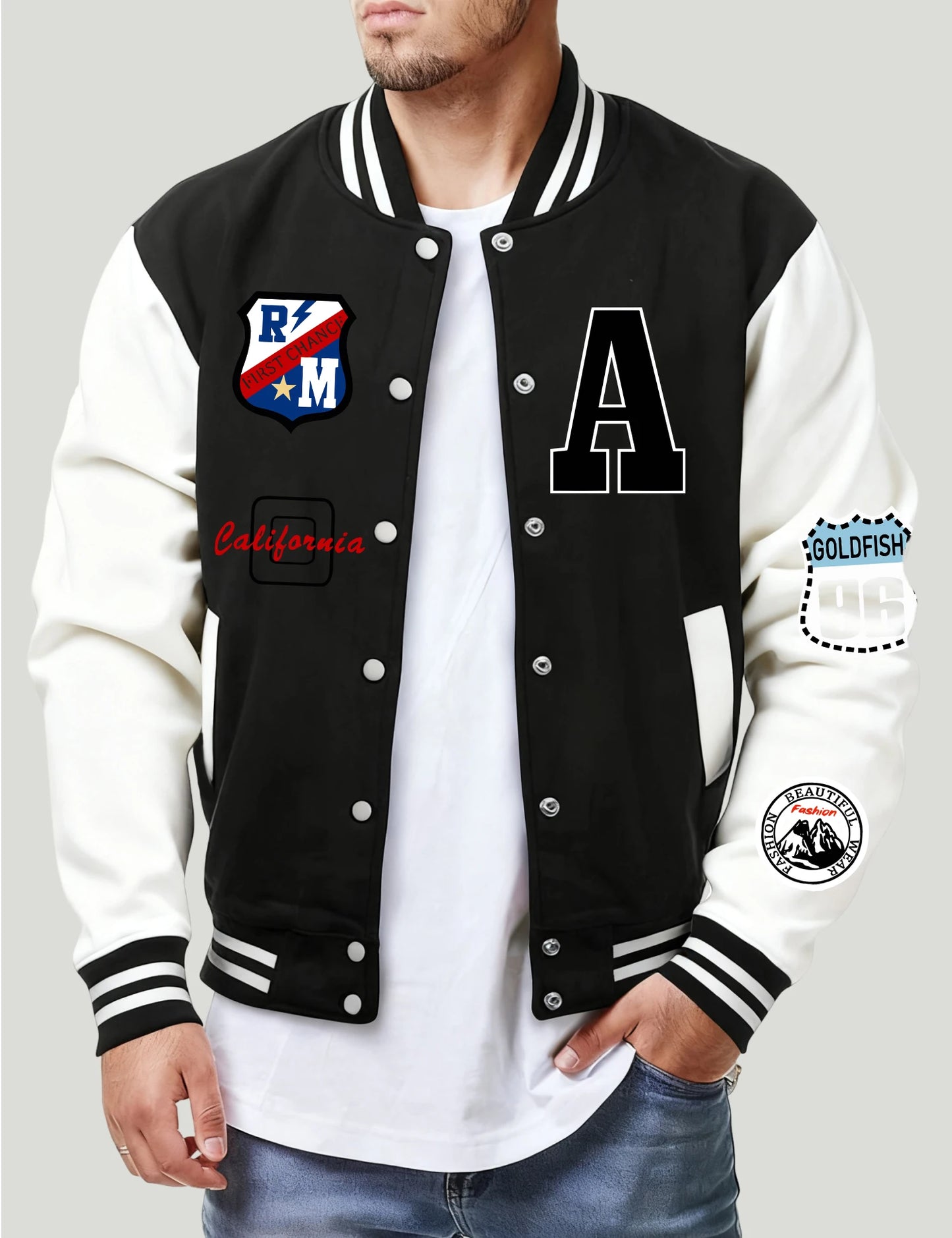 Roma First Change Print Male Jacket All-Match Fleece Baseball Jersey Vintage Casual Clothing Mens Autumn Loose Retro Coat