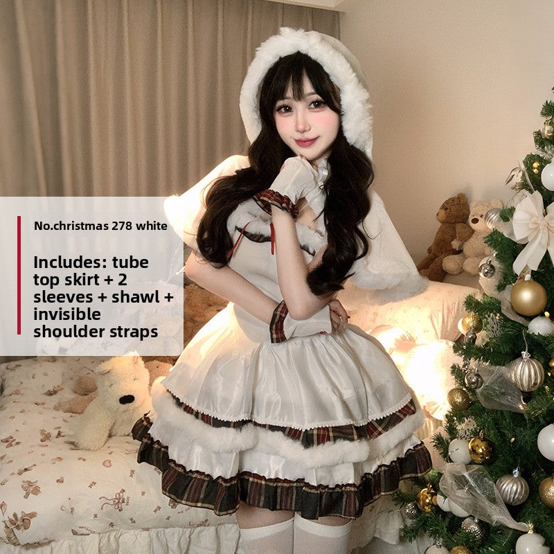Christmas Lolita Snowman Dress Festive Cloak Outfit for Holiday Parties and Cosplay