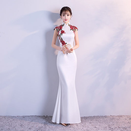 Elegant Chinoiserie Fishtail Cheongsam Evening Dress