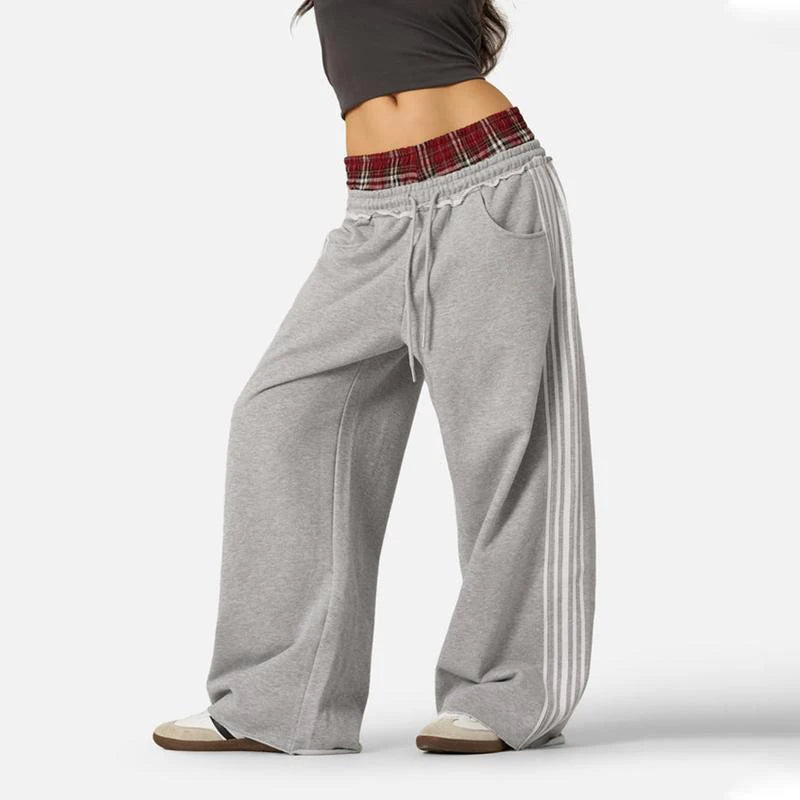 American Retro College Style Loose Fit Two-Piece Set with Double Waist Head Fake Bathroom Pants for Sports Leisure 2026 Fashion