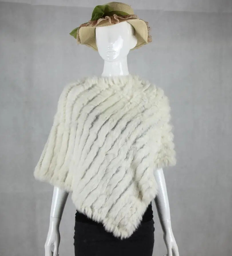 2019 FREE SHIPPING  Handmade Knitted women Rabbit Fur Poncho Genuine  Rabbit fur fashion poncho shawl jacket Coats wholesale