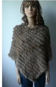 2019 FREE SHIPPING  Handmade Knitted women Rabbit Fur Poncho Genuine  Rabbit fur fashion poncho shawl jacket Coats wholesale