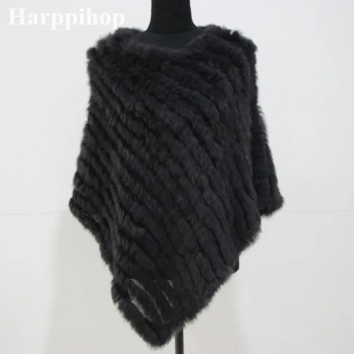 2019 FREE SHIPPING  Handmade Knitted women Rabbit Fur Poncho Genuine  Rabbit fur fashion poncho shawl jacket Coats wholesale