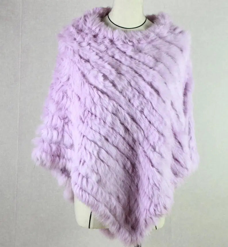 2019 FREE SHIPPING  Handmade Knitted women Rabbit Fur Poncho Genuine  Rabbit fur fashion poncho shawl jacket Coats wholesale