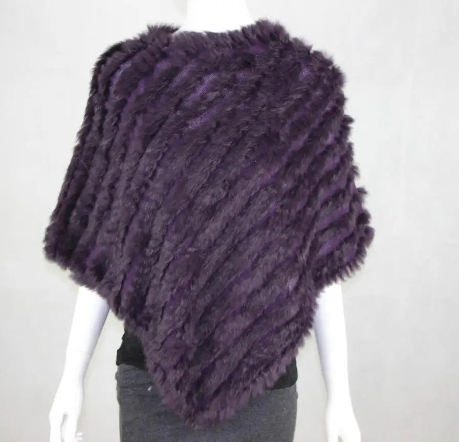 2019 FREE SHIPPING  Handmade Knitted women Rabbit Fur Poncho Genuine  Rabbit fur fashion poncho shawl jacket Coats wholesale
