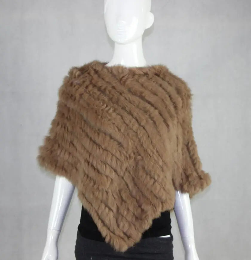 2019 FREE SHIPPING  Handmade Knitted women Rabbit Fur Poncho Genuine  Rabbit fur fashion poncho shawl jacket Coats wholesale