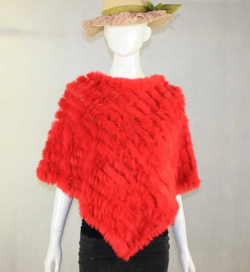 2019 FREE SHIPPING  Handmade Knitted women Rabbit Fur Poncho Genuine  Rabbit fur fashion poncho shawl jacket Coats wholesale