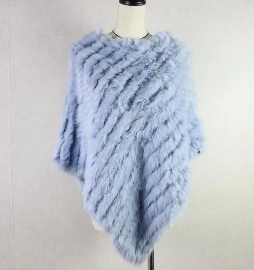 2019 FREE SHIPPING  Handmade Knitted women Rabbit Fur Poncho Genuine  Rabbit fur fashion poncho shawl jacket Coats wholesale