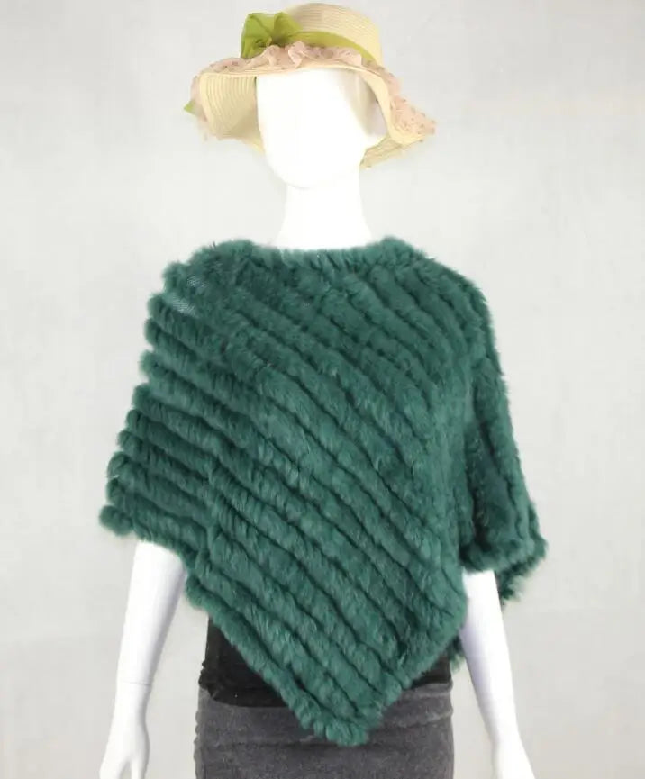 2019 FREE SHIPPING  Handmade Knitted women Rabbit Fur Poncho Genuine  Rabbit fur fashion poncho shawl jacket Coats wholesale