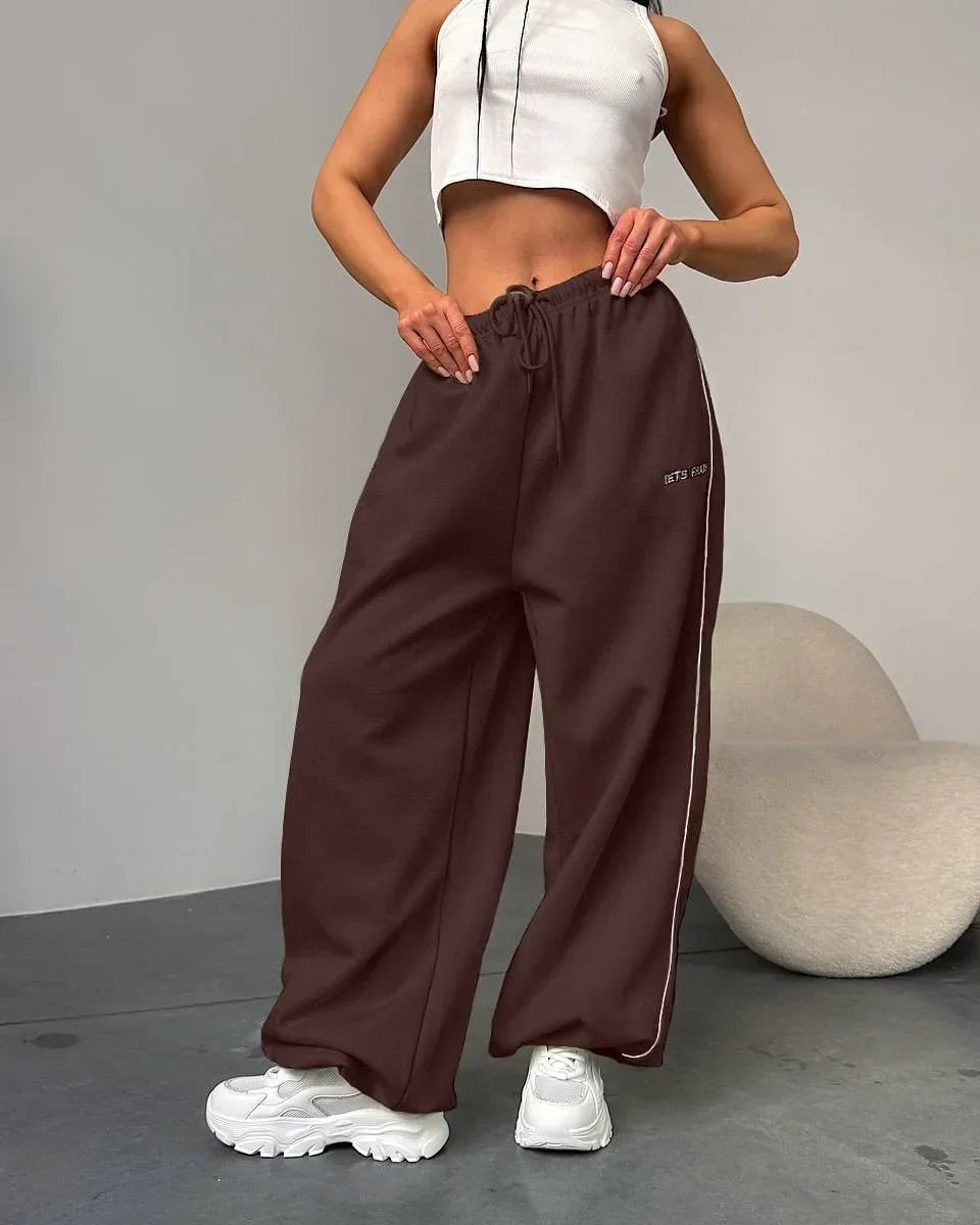 Y2K American Black Retro Hip-Hop Oversized Woman Fashion Casual Sweatpants Loose Jogging Pants High Waist Wide-Leg Streetwear