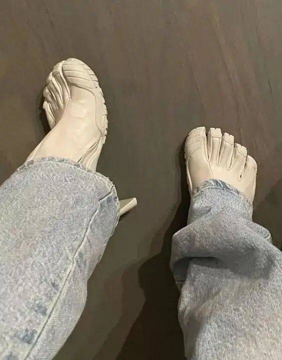 2026 New Woman Boots Black/pink/white Five Finger Toe Boots New Fashion Ankle Boots Elastic Boots Novel Shoes Short Boots