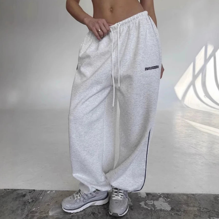 Y2K American Black Retro Hip-Hop Oversized Woman Fashion Casual Sweatpants Loose Jogging Pants High Waist Wide-Leg Streetwear