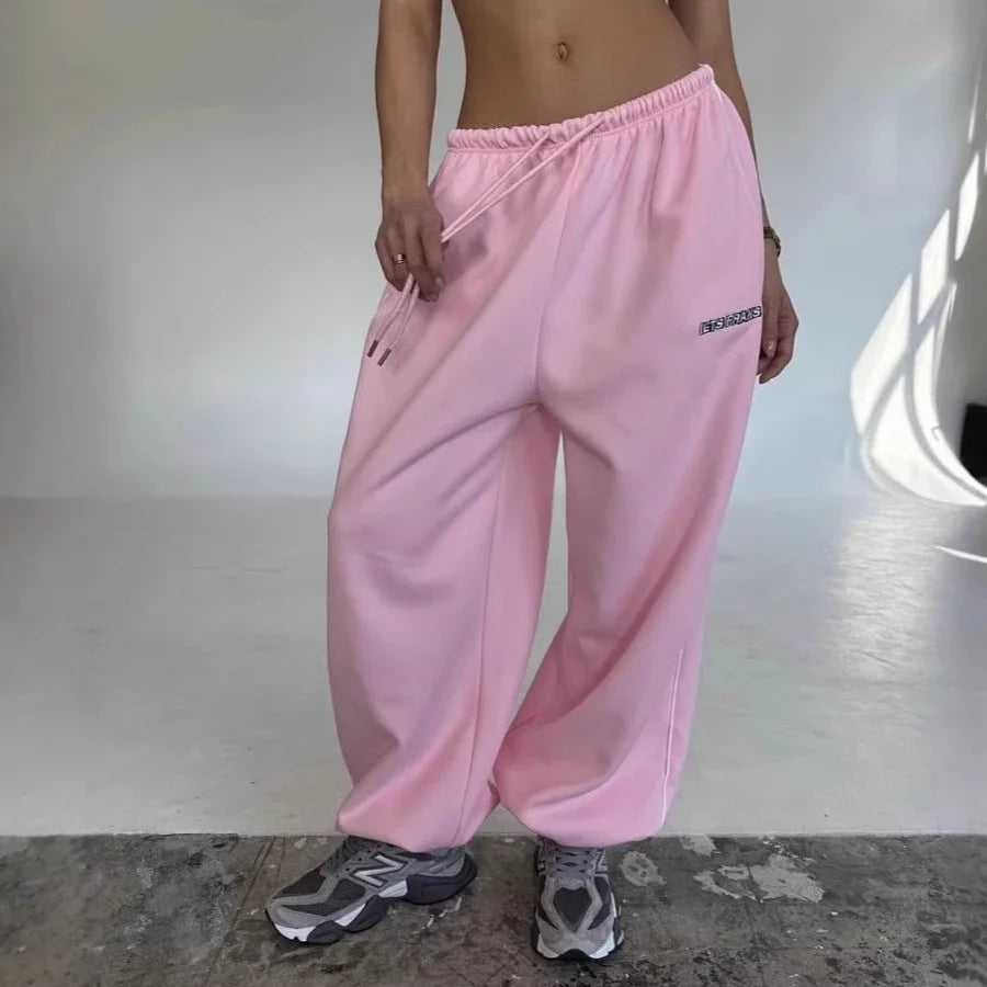 Y2K American Black Retro Hip-Hop Oversized Woman Fashion Casual Sweatpants Loose Jogging Pants High Waist Wide-Leg Streetwear