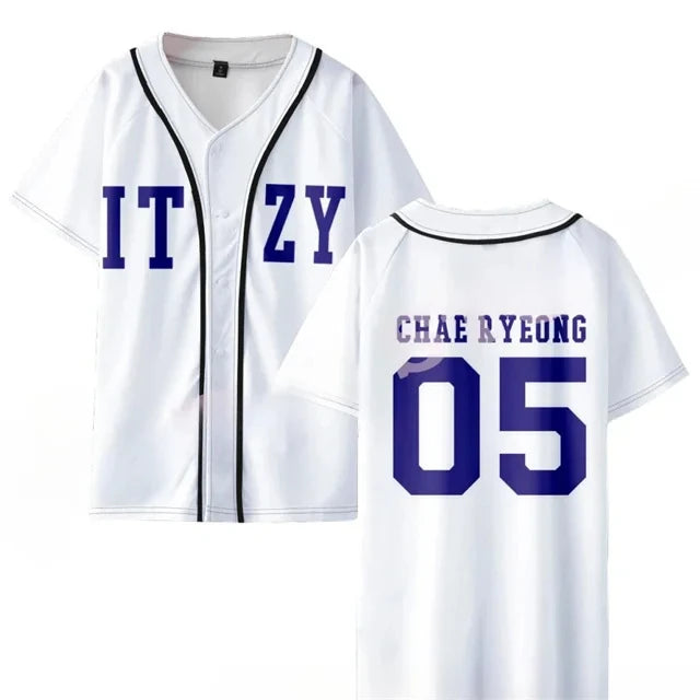KPOP ITZY None of My Business Merch Baseball Jersey T-shirt YUNA RYUJIN CHAERYEONG LIA YEJI  Short Sleeve Graphic Tees Adult/Kid