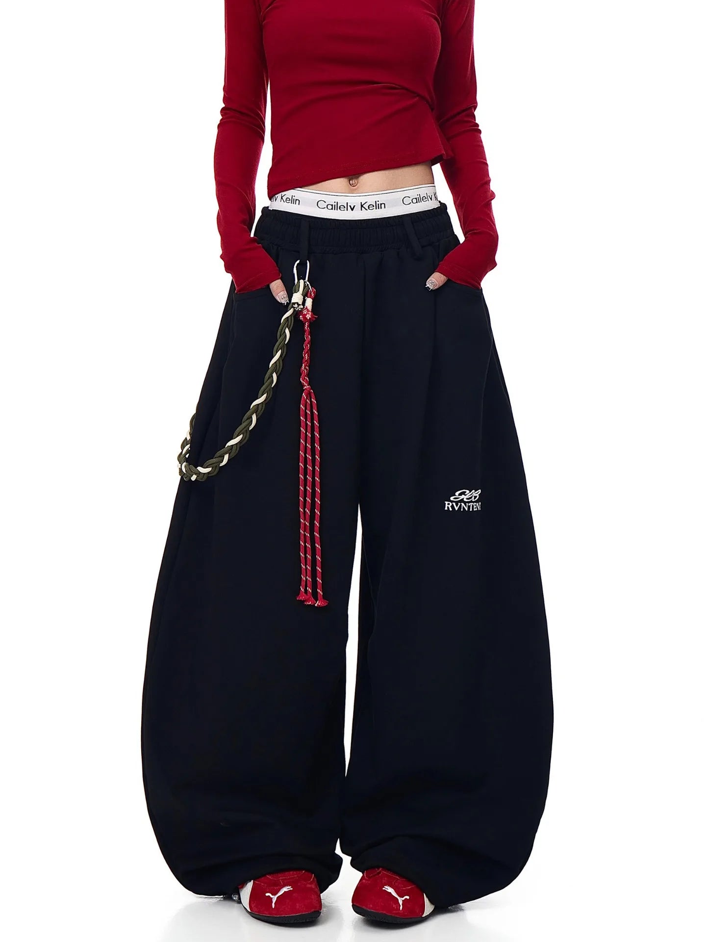 Casual Drawstring Lettered Sweatpants Loose Wide Leg Drapey Couples Long Pants Polyester Fiber Straight Leg Loose Fit Long Tr...