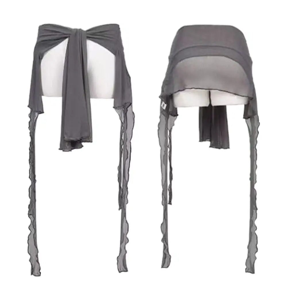 Jeans Pants Decor Irregular Jazz Dance Scarf See Through Harajuku Hip-hop Scarf High Waist Streetwear Jeans Decor