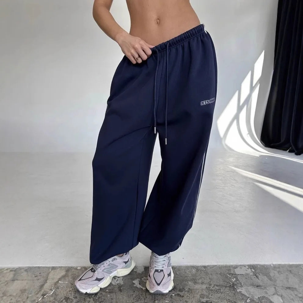 Y2K American Black Retro Hip-Hop Oversized Woman Fashion Casual Sweatpants Loose Jogging Pants High Waist Wide-Leg Streetwear