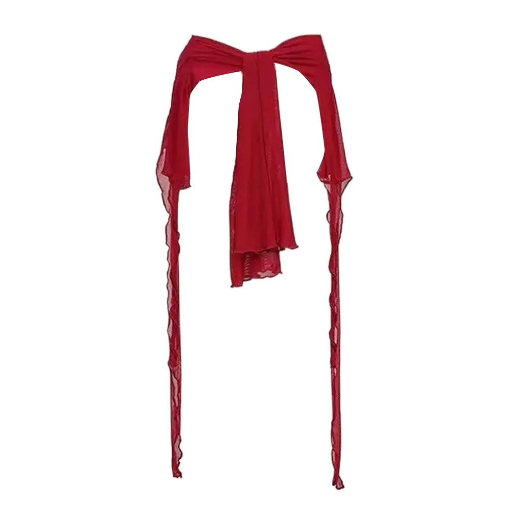 Jeans Pants Decor Irregular Jazz Dance Scarf See Through Harajuku Hip-hop Scarf High Waist Streetwear Jeans Decor