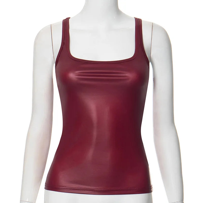 Women's Solid Square Collar Tank Top Sleeveless Y2K Korean Fashion Edgy Summer Ropa De Mujer Camison Verano