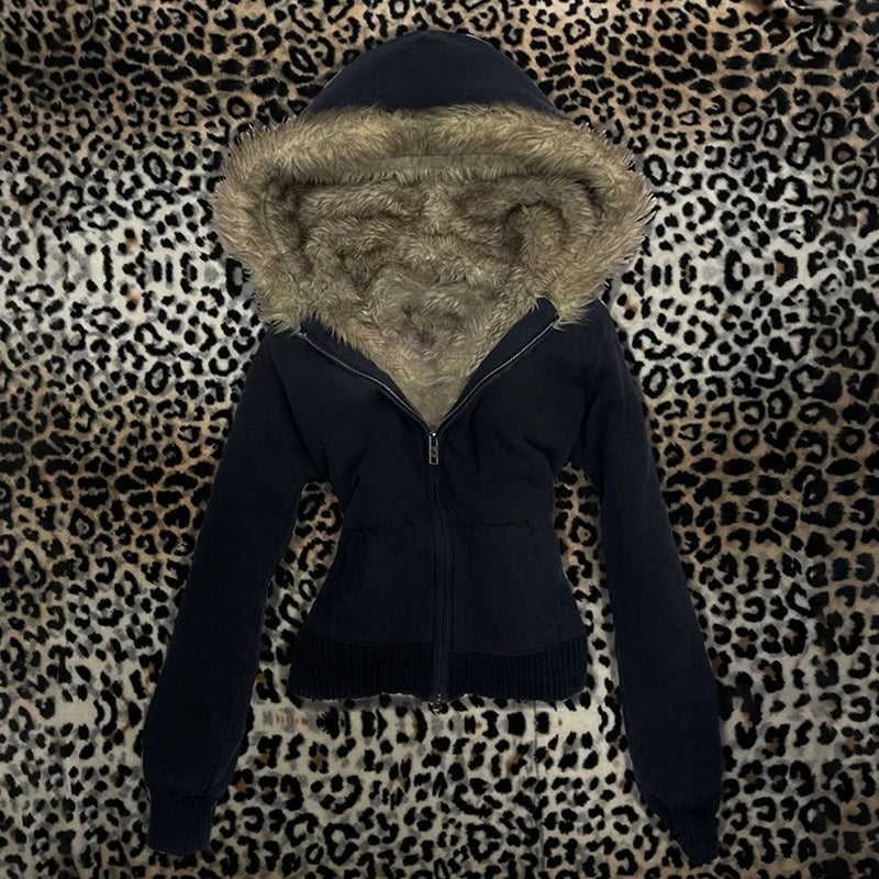 Gothic Punk Grunge Y2K Unisex Hoodie Loose Chic Casual Cross Print Cardigan Sweatshirt Harajuku Vintage Autumn Winter Streetwear