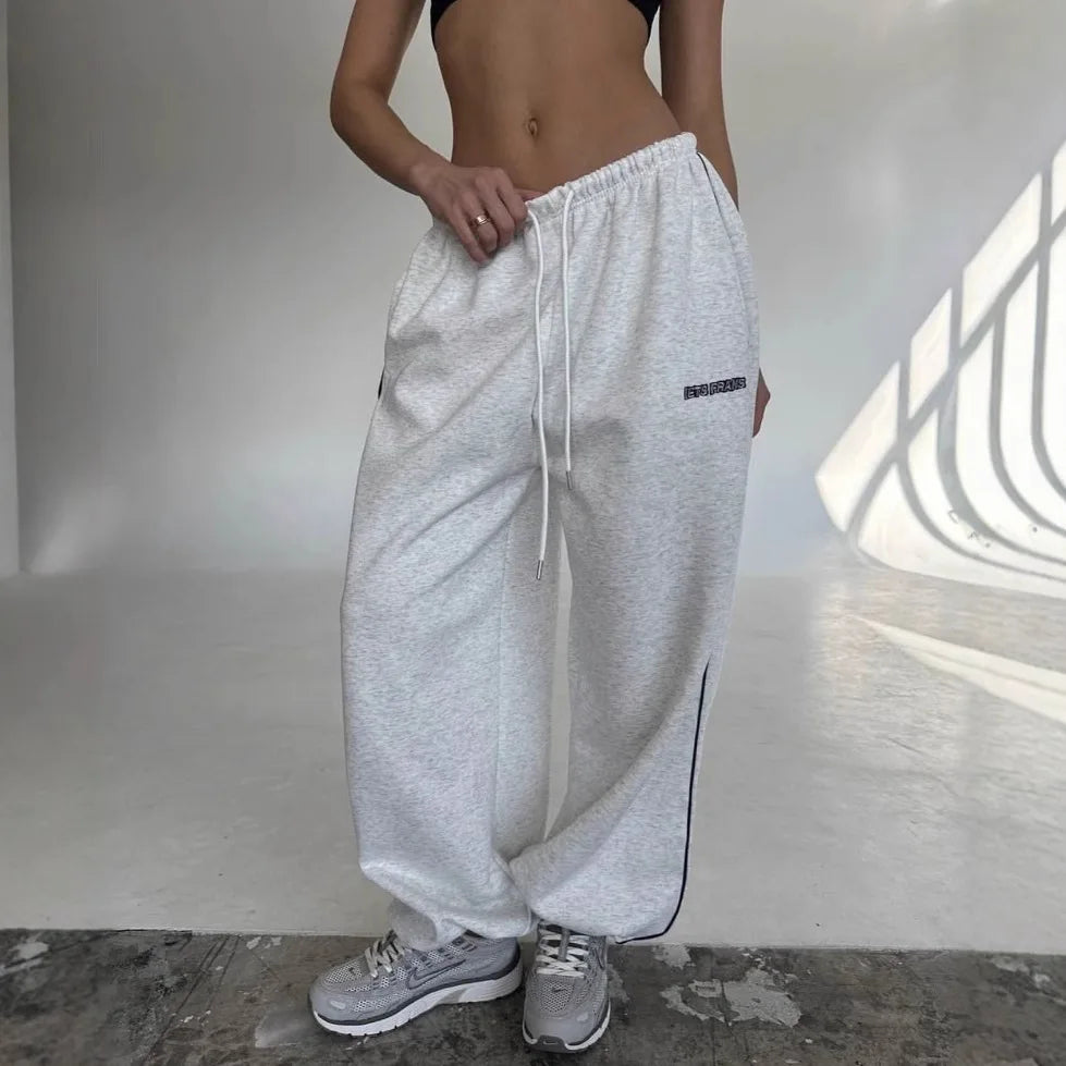 Y2K American Black Retro Hip-Hop Oversized Woman Fashion Casual Sweatpants Loose Jogging Pants High Waist Wide-Leg Streetwear