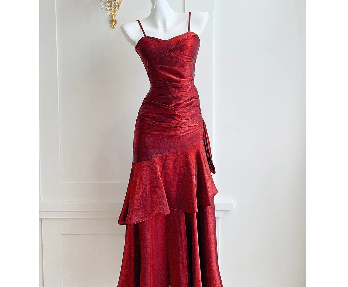 Ele Mermaid Gown with Lace Trim Sundr for Women Birthday Celebration Ball Gown Polyester Fabric Summer Cake Skirt