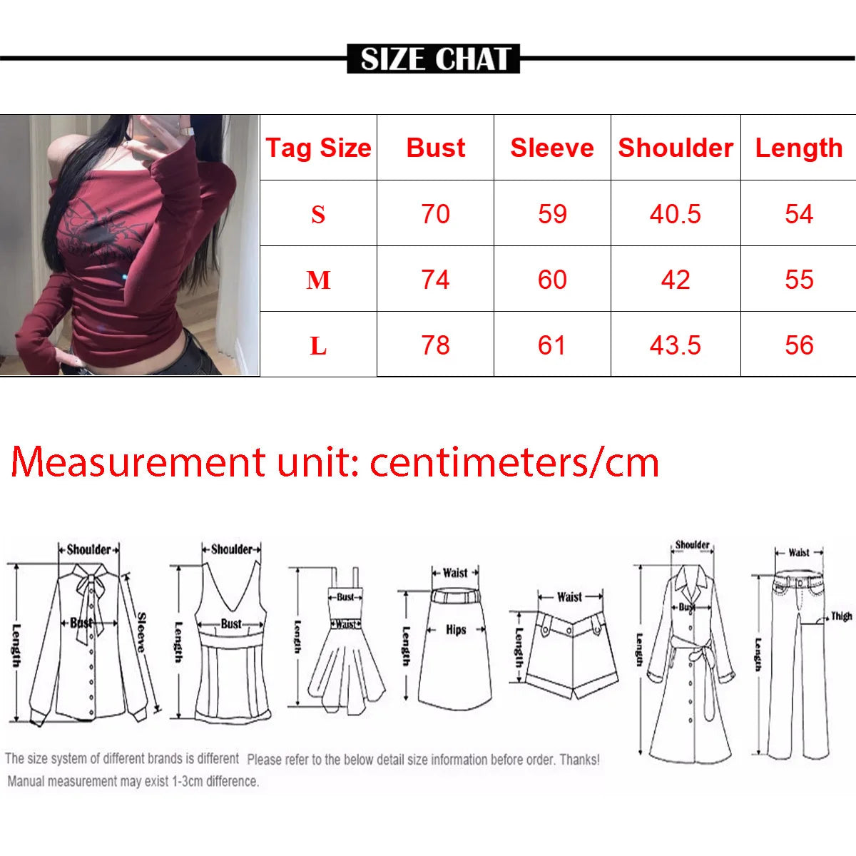 Gothic Print Grunge T-Shirts Women Long Sleeve Off the Shoulders Tops Y2K Clothes Streetwear Shirt Korean Style Vintage Crop Top