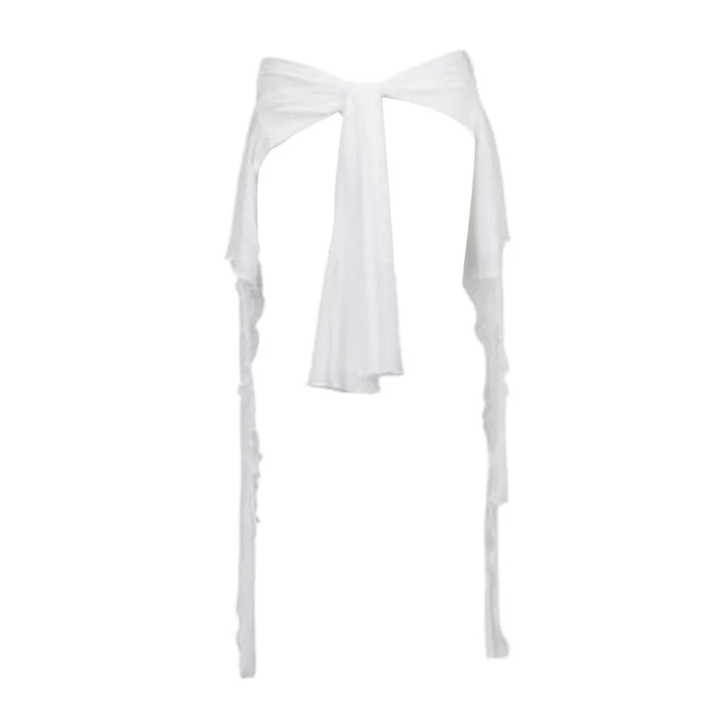 Jeans Pants Decor Irregular Jazz Dance Scarf See Through Harajuku Hip-hop Scarf High Waist Streetwear Jeans Decor