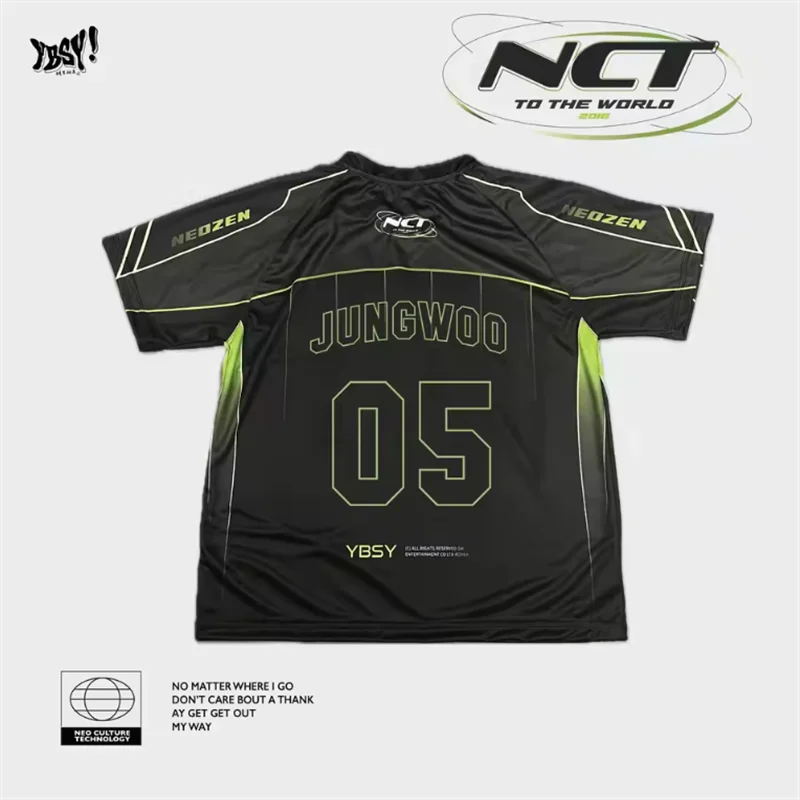 Korean Men'S Group Nct 127 Jerseys T-Shirt Summer Unisex Sports Couple Shirt V-Neck Loose Quick Drying Short Sleeved YBSY Top