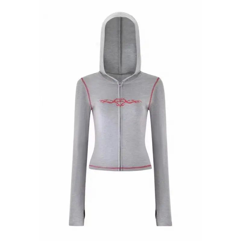 Gia 2025 Shoulder Slimming Letter Printed Bright Thread Design Slimming Hooded Zipper Short Coat Pants Set for Women