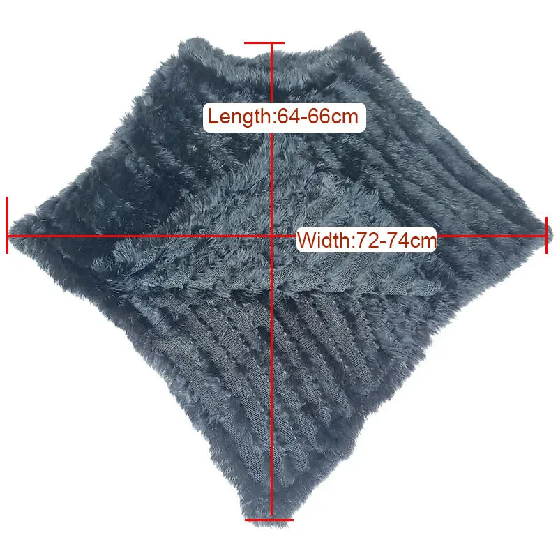HSPL 2023 Spring Hot Sale Knitted Natural Fur Shawl  Fashion Rabbit Fur Cape Shawl Genuine Rabbit Fur Women Black Fur Poncho