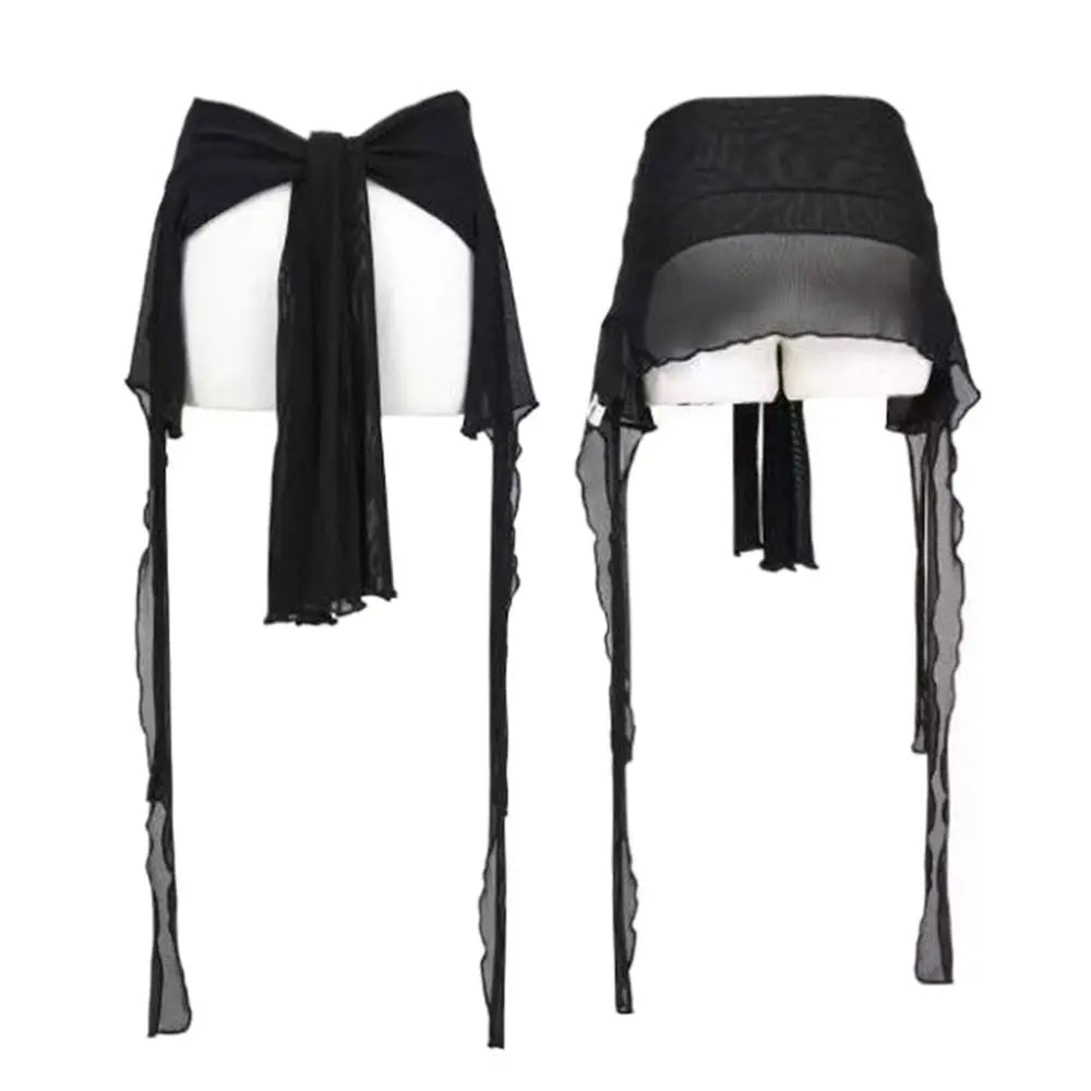 Jeans Pants Decor Irregular Jazz Dance Scarf See Through Harajuku Hip-hop Scarf High Waist Streetwear Jeans Decor