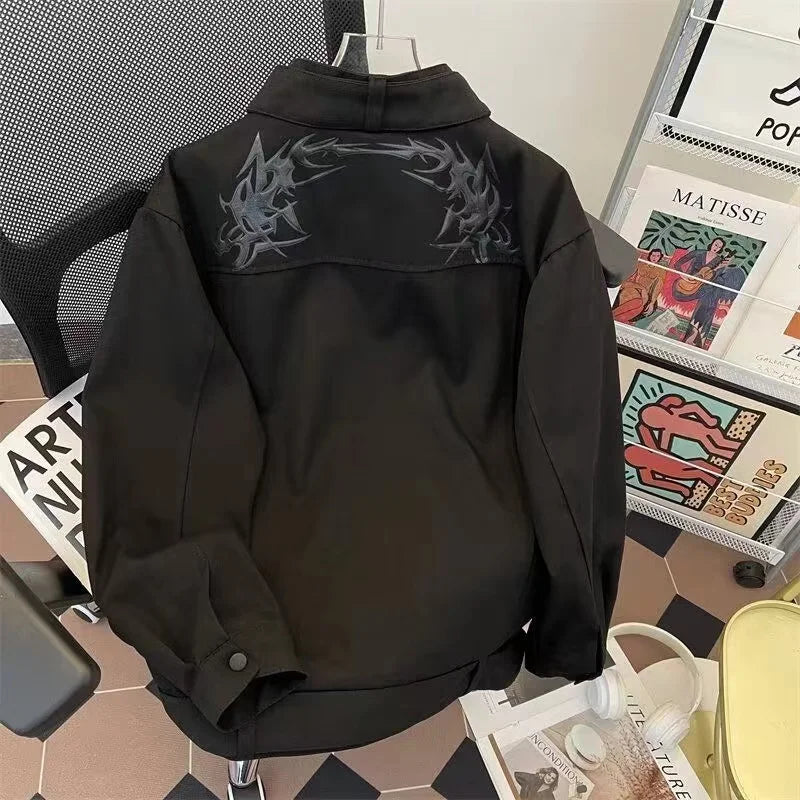 Large size loose jacket American cleanfit pilot casual jacket men's spring and autumn handsome high street functional style