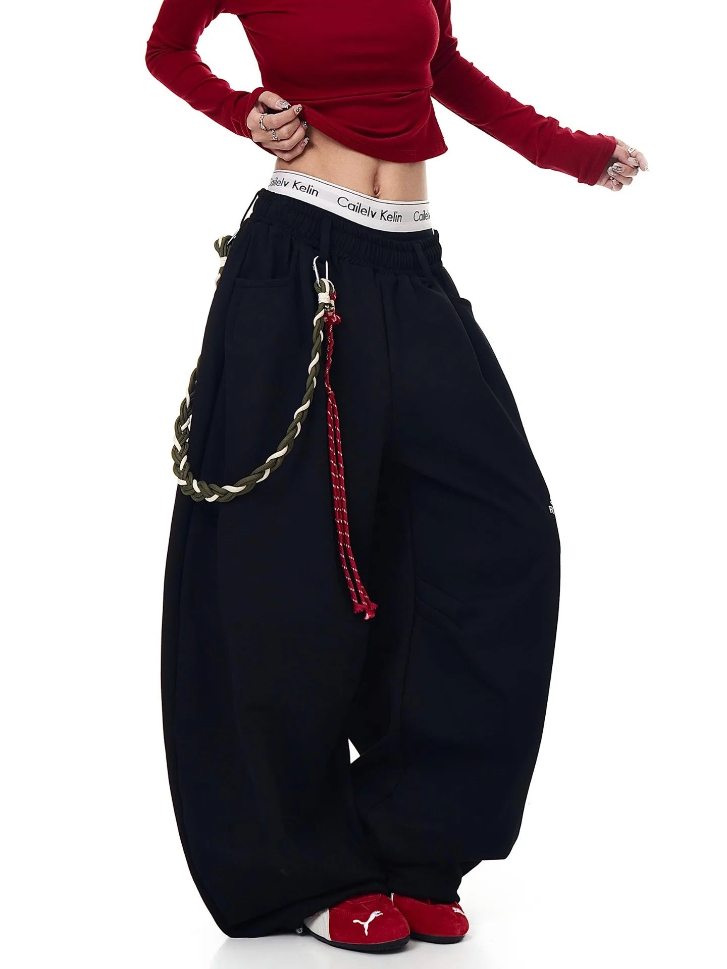 Casual Drawstring Lettered Sweatpants Loose Wide Leg Drapey Couples Long Pants Polyester Fiber Straight Leg Loose Fit Long Tr...