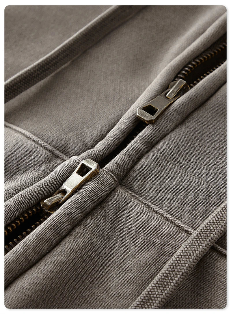 ZODF Retro 2025 Winter Women Short Zipper Hoodies Female Girls Loose 355gsm Thick Fleece Hooded Zip-up Coat Streetwears HY0448