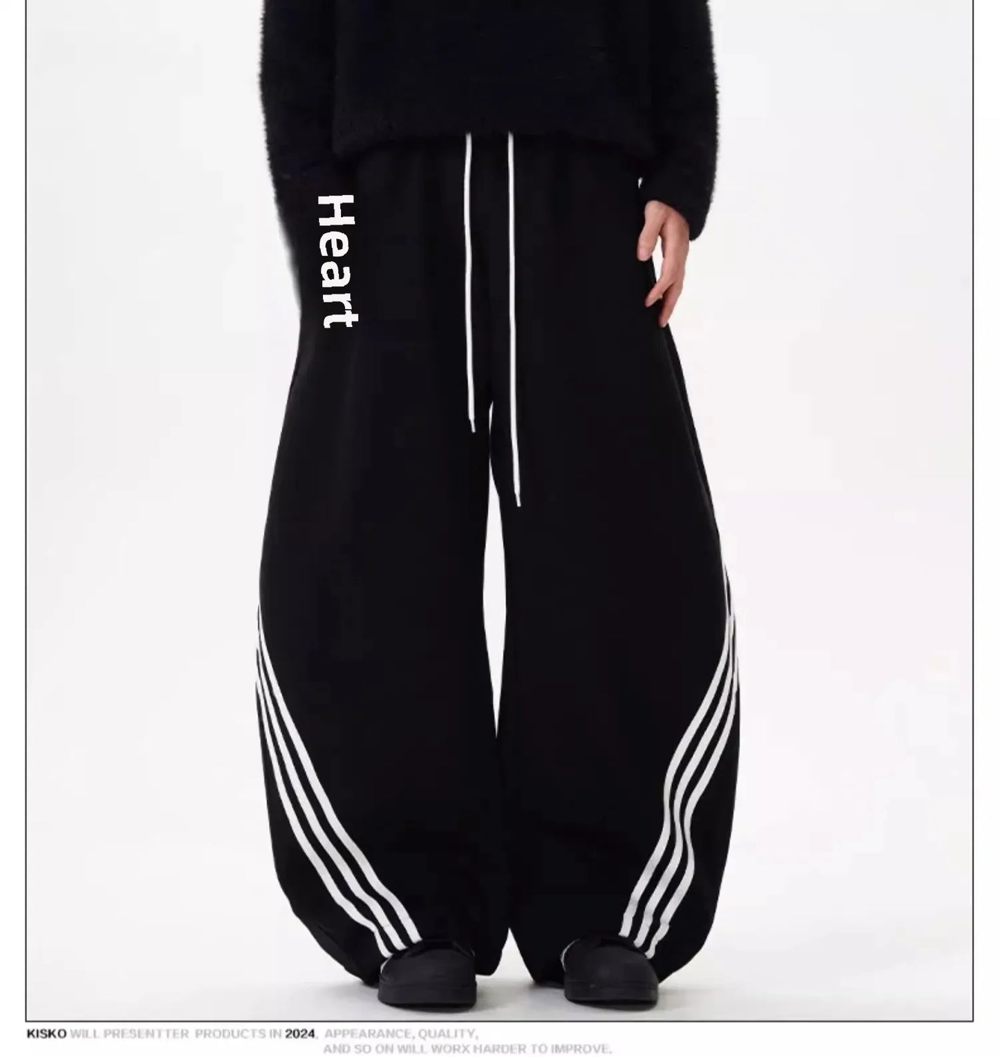 Vintage Wide-Leg Men's Sweatpants Casual Style Loose Fit American Brand Spring Autumn Trendy Women's Pants