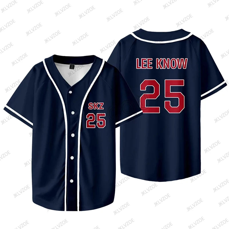 KPOP FELIX BANGCHAN CHANGBIN HYUNJIN SEUNGMIN LEE KNOW Baseball Jersey Short Sleeve T-shirt Graphic Women Men Oversized Tees