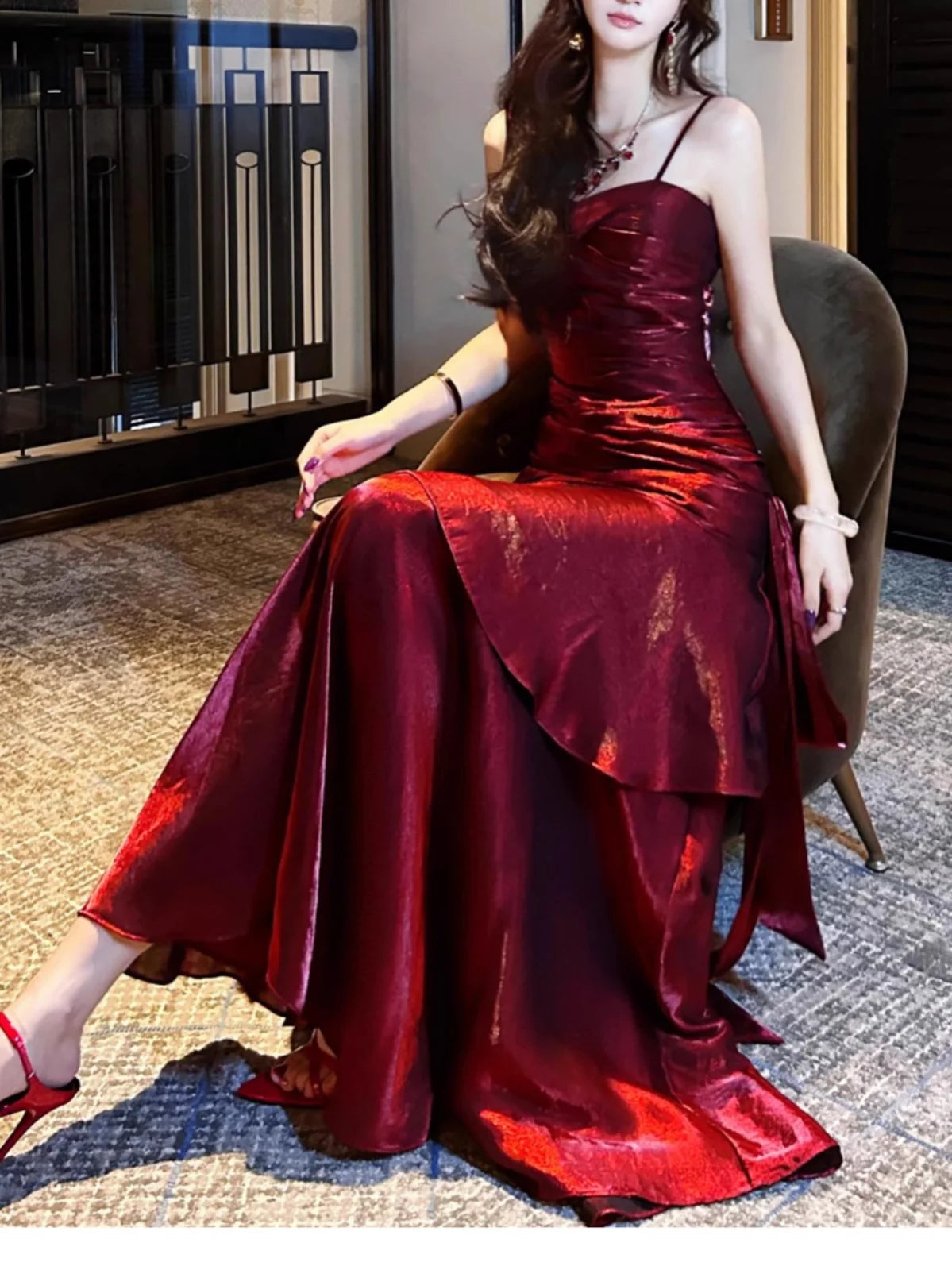 Ele Mermaid Gown with Lace Trim Sundr for Women Birthday Celebration Ball Gown Polyester Fabric Summer Cake Skirt