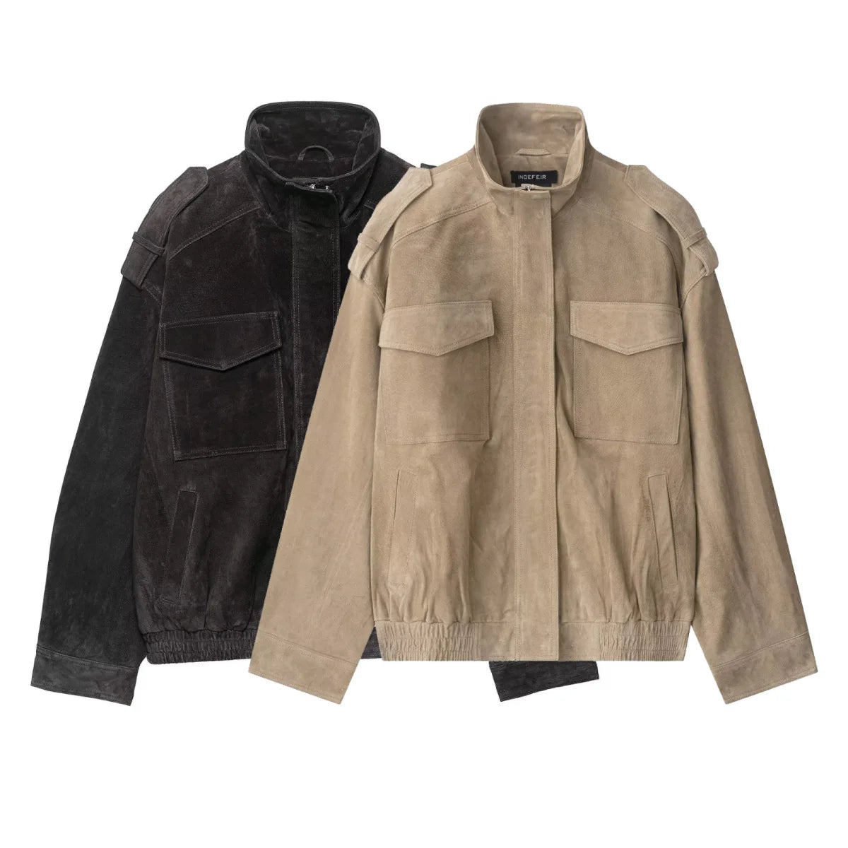 Women's Retro American Street Style Faux Leather Jacket Stand Collar Velvet Texture Autumn New Arrival Comfortable Casual