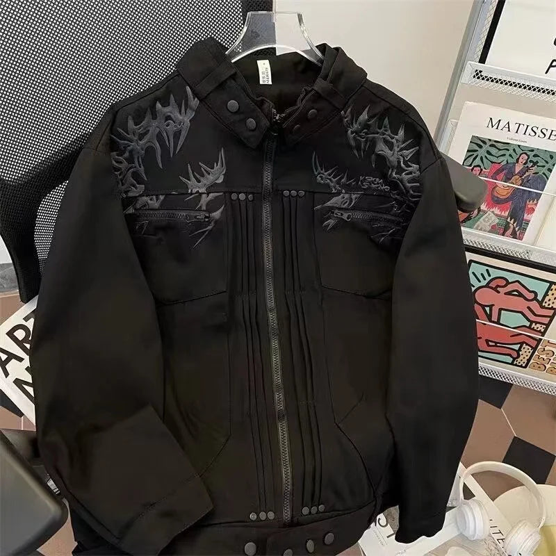 Large size loose jacket American cleanfit pilot casual jacket men's spring and autumn handsome high street functional style