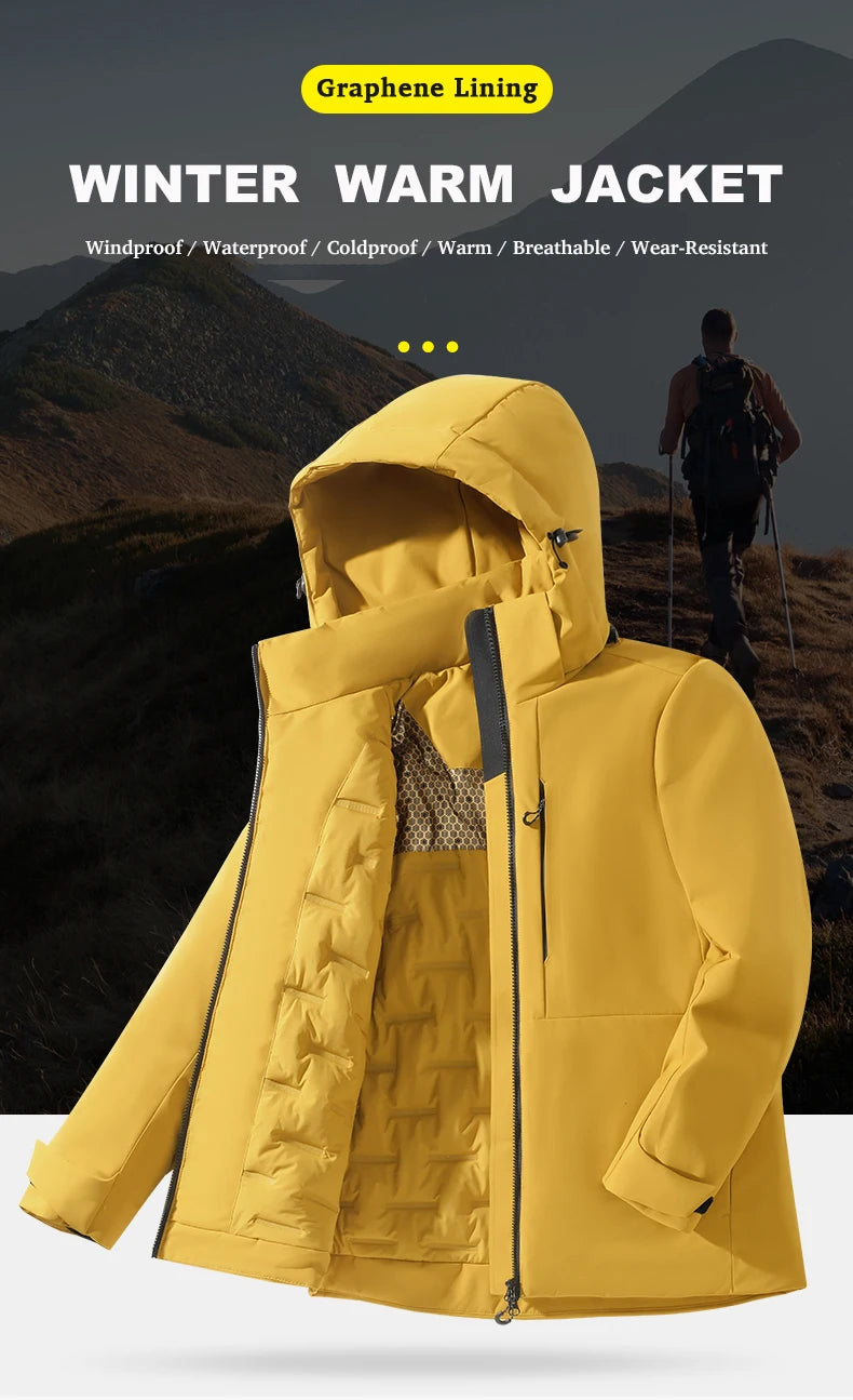 JNLN Unisex Waterproof Fleece Jackets Winter Windproof Thermal Windbreaker Men Women Hiking Camping Skiing Climbing Raincoat