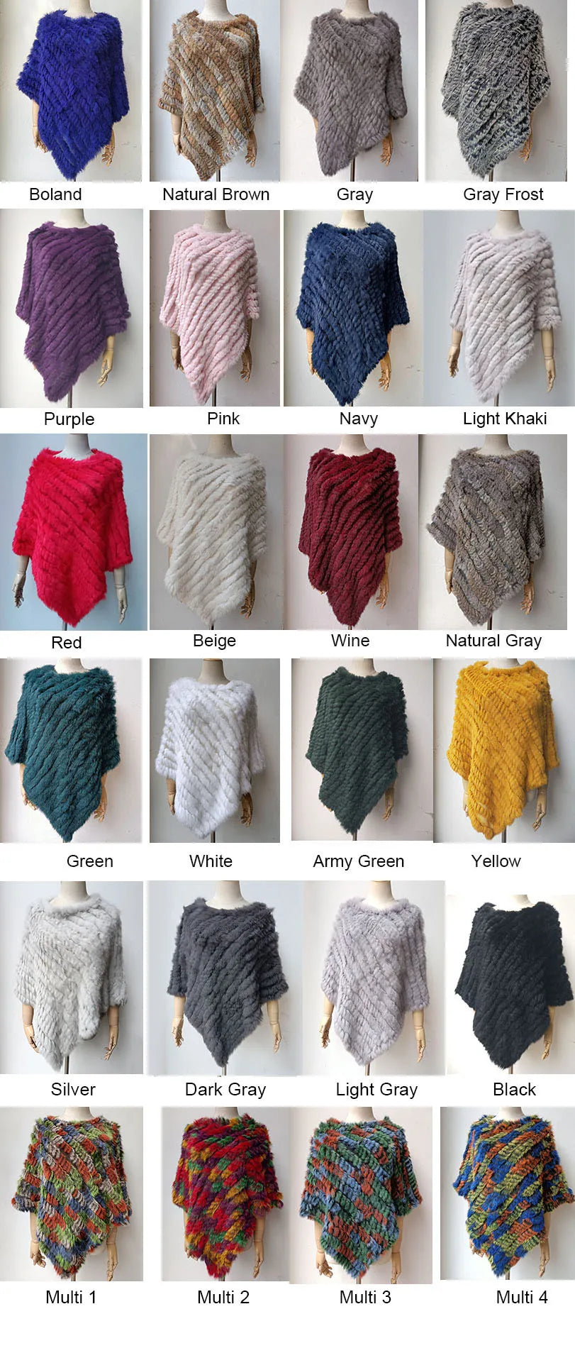 HSPL 2023 Spring Hot Sale Knitted Natural Fur Shawl  Fashion Rabbit Fur Cape Shawl Genuine Rabbit Fur Women Black Fur Poncho