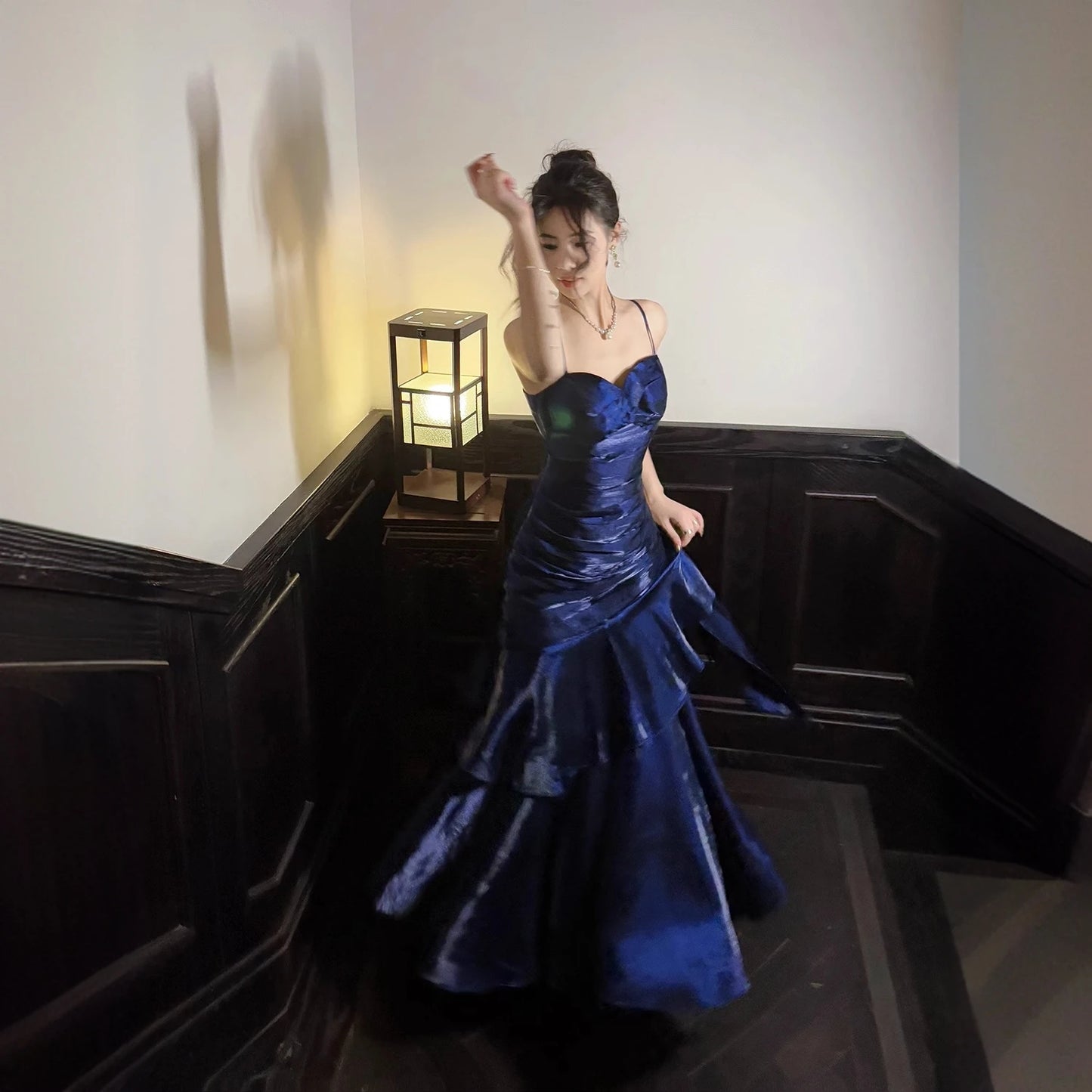 Ele Mermaid Gown with Lace Trim Sundr for Women Birthday Celebration Ball Gown Polyester Fabric Summer Cake Skirt