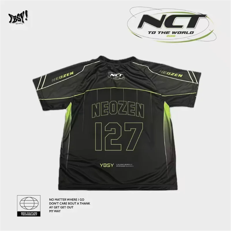 Korean Men'S Group Nct 127 Jerseys T-Shirt Summer Unisex Sports Couple Shirt V-Neck Loose Quick Drying Short Sleeved YBSY Top