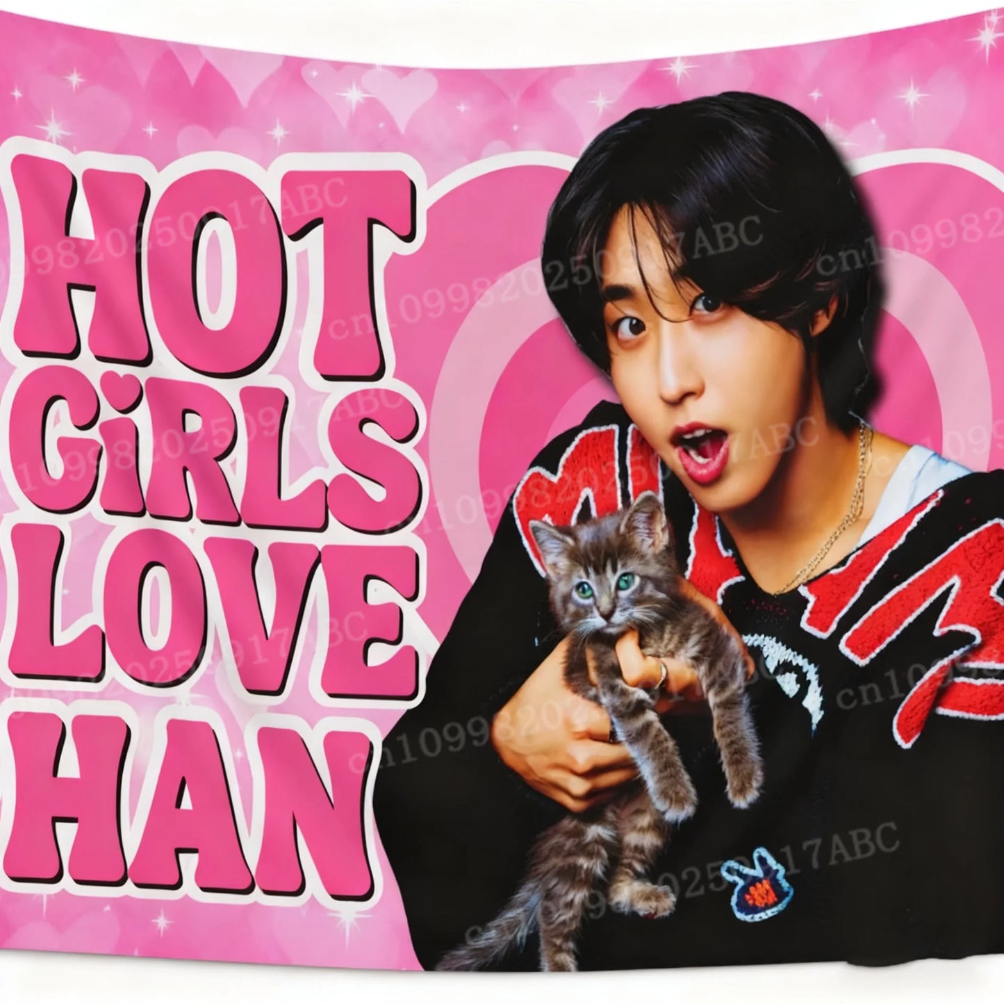 Kpop Idol Tapestry SKZ Han Jisung Pink American Flag Tapestry Wall Hanging Tapestry Decoration Background Cloth GardenTapestry