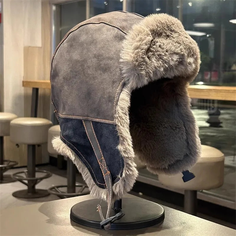 Winter Unisex Lei Feng Hat - Fleece-Lined Thickened Warm & Ear-Flap Windproof for Outdoor Cycling & Skiing (Pilot-Style)