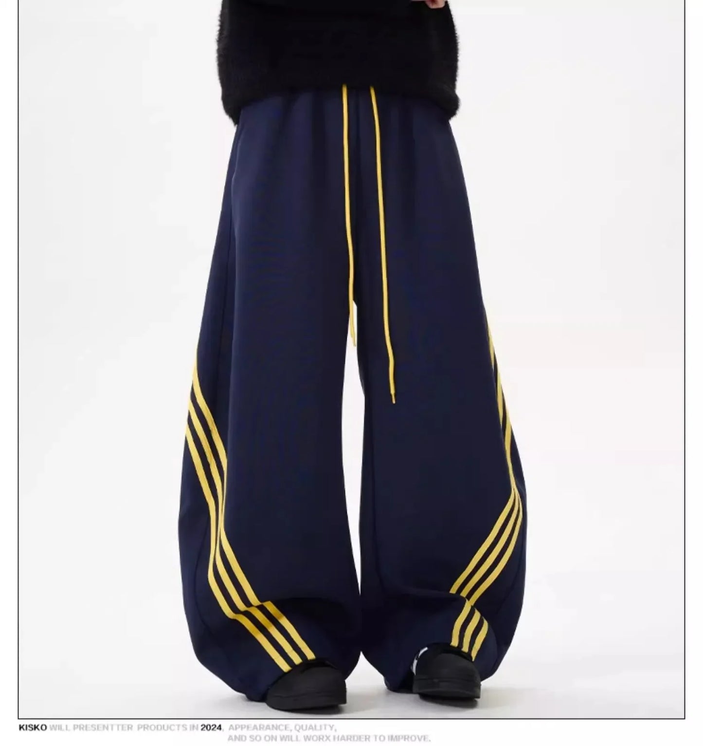 Vintage Wide-Leg Men's Sweatpants Casual Style Loose Fit American Brand Spring Autumn Trendy Women's Pants